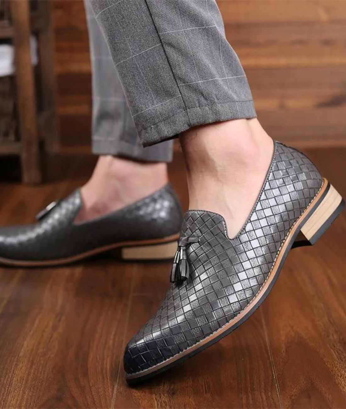 Mocassins Chics en Effet cuir À Gland Pour Hommes