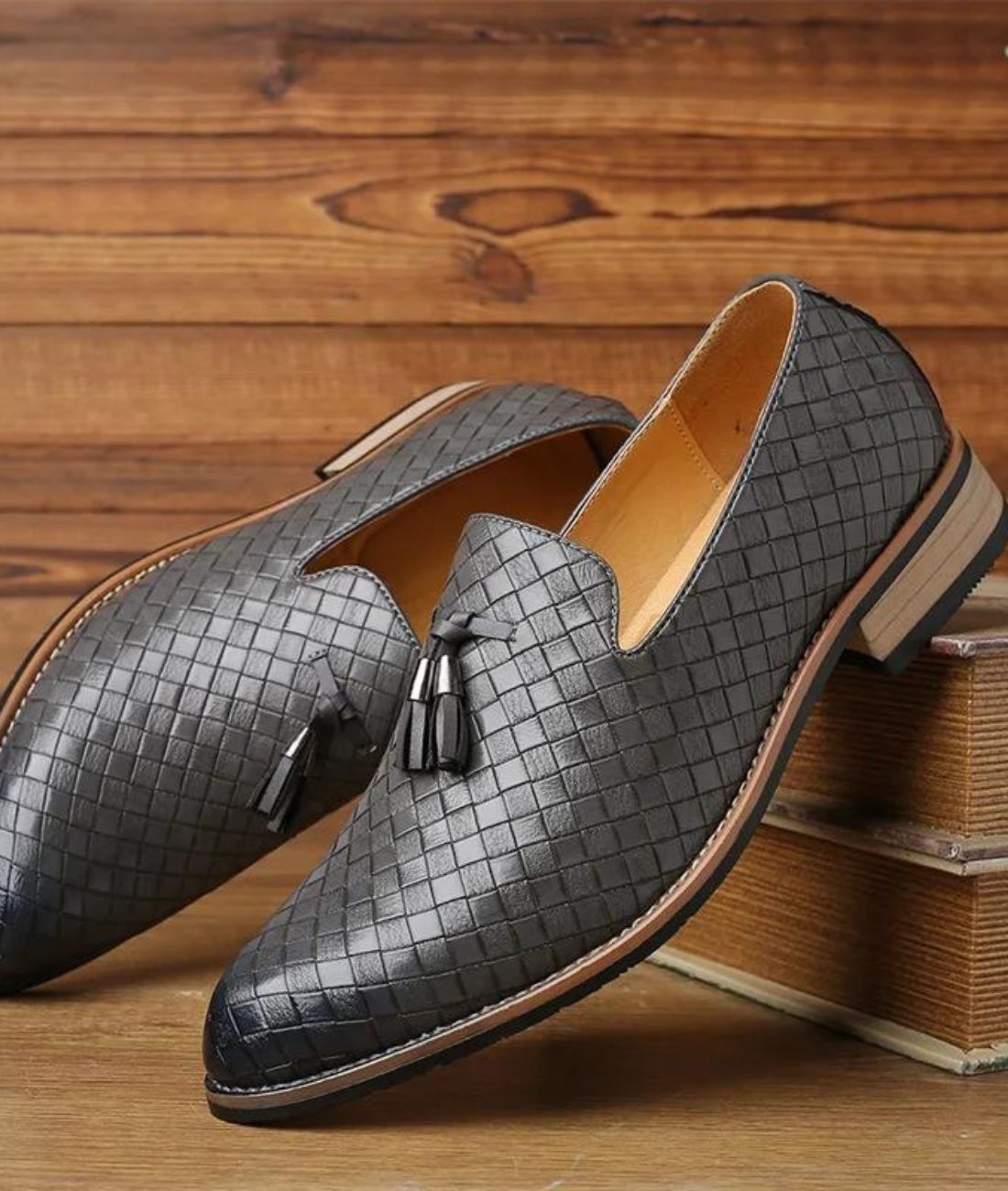 Mocassins Chics en Effet cuir À Gland Pour Hommes