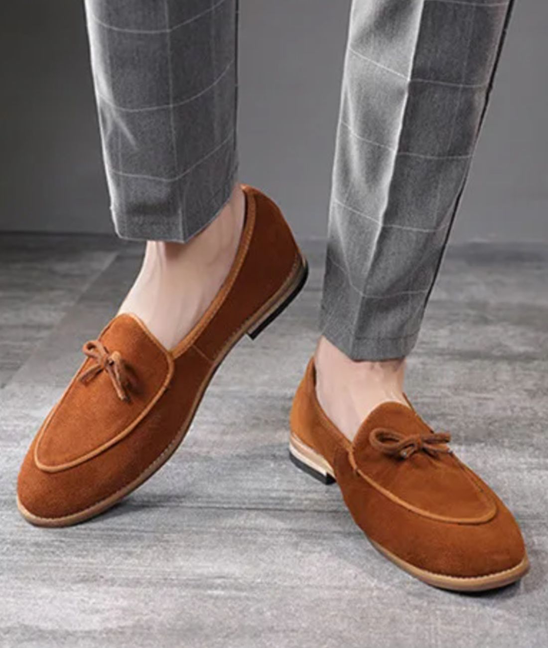 Mocassins Colorés Unis En Suédine Pour Hommes
