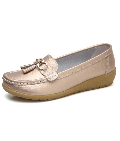 Mocassins Compensés en Effet cuir Brillant Pour Femmes