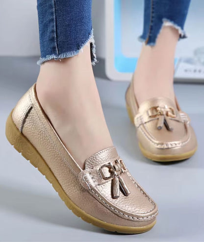 Mocassins Compensés en Effet cuir Brillant Pour Femmes