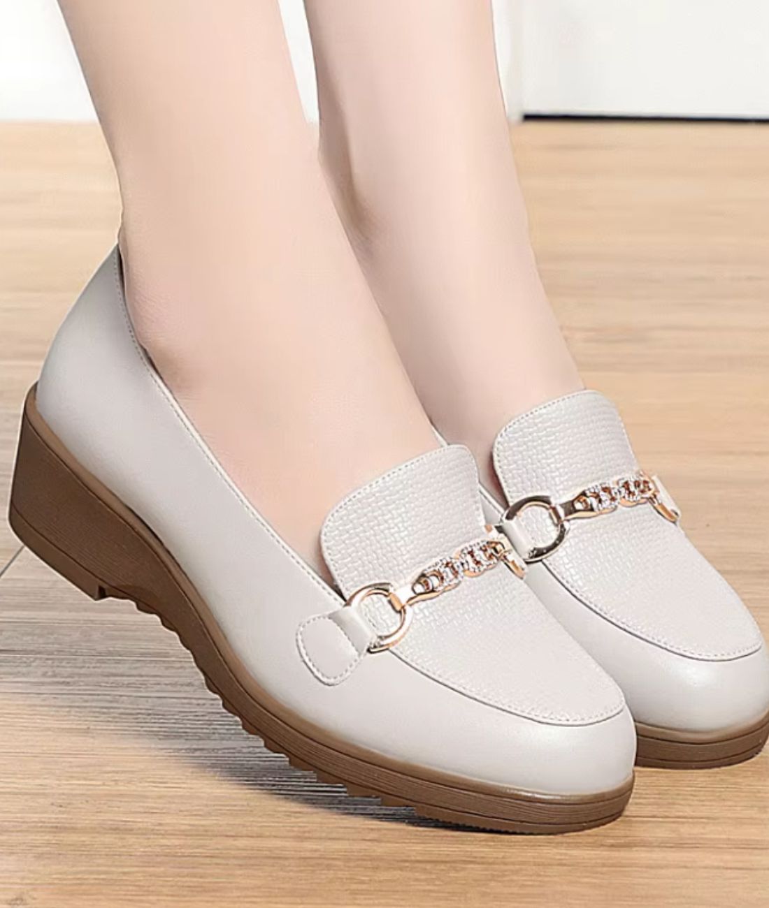 Mocassins Compensés en Effet cuir Synthétique Pour Femmes