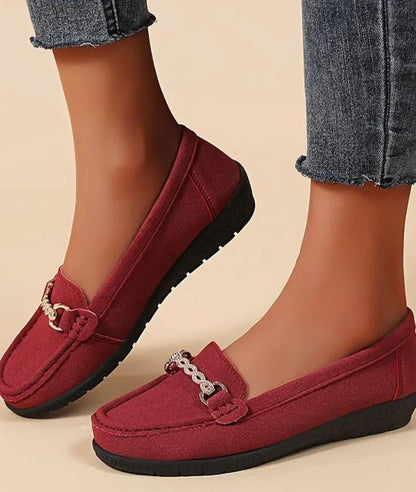 Mocassins Compensés En Suédine Synthétique Pour Femme