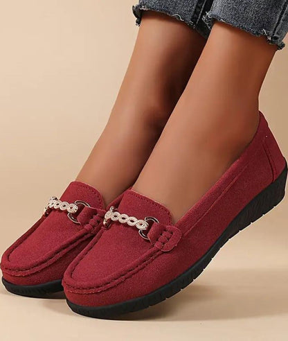 Mocassins Compensés En Suédine Synthétique Pour Femme