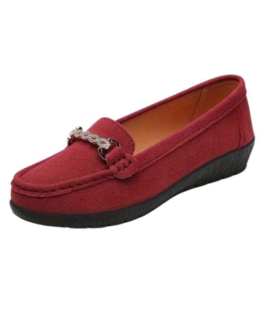 Mocassins Compensés En Suédine Synthétique Pour Femme