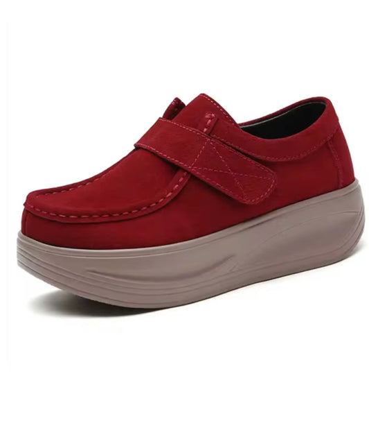Mocassins Compensés Avec Fermeture Velcro Pour Femme