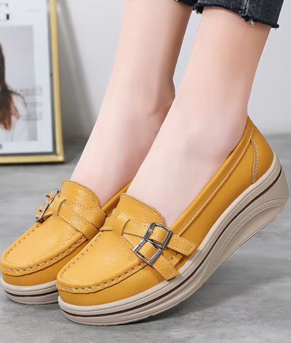 Mocassins Compensés Type Baskets Détails Brillants