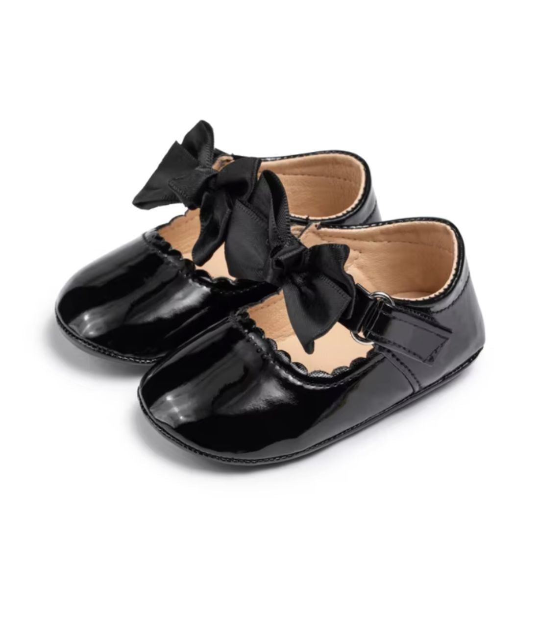 Mocassin en Effet cuir Noir Profond avec Nœud – Fille