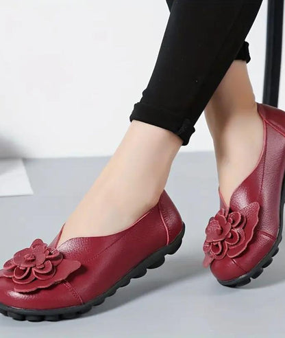 Mocassins en Effet cuir À Motifs Fleuris Pour Femmes