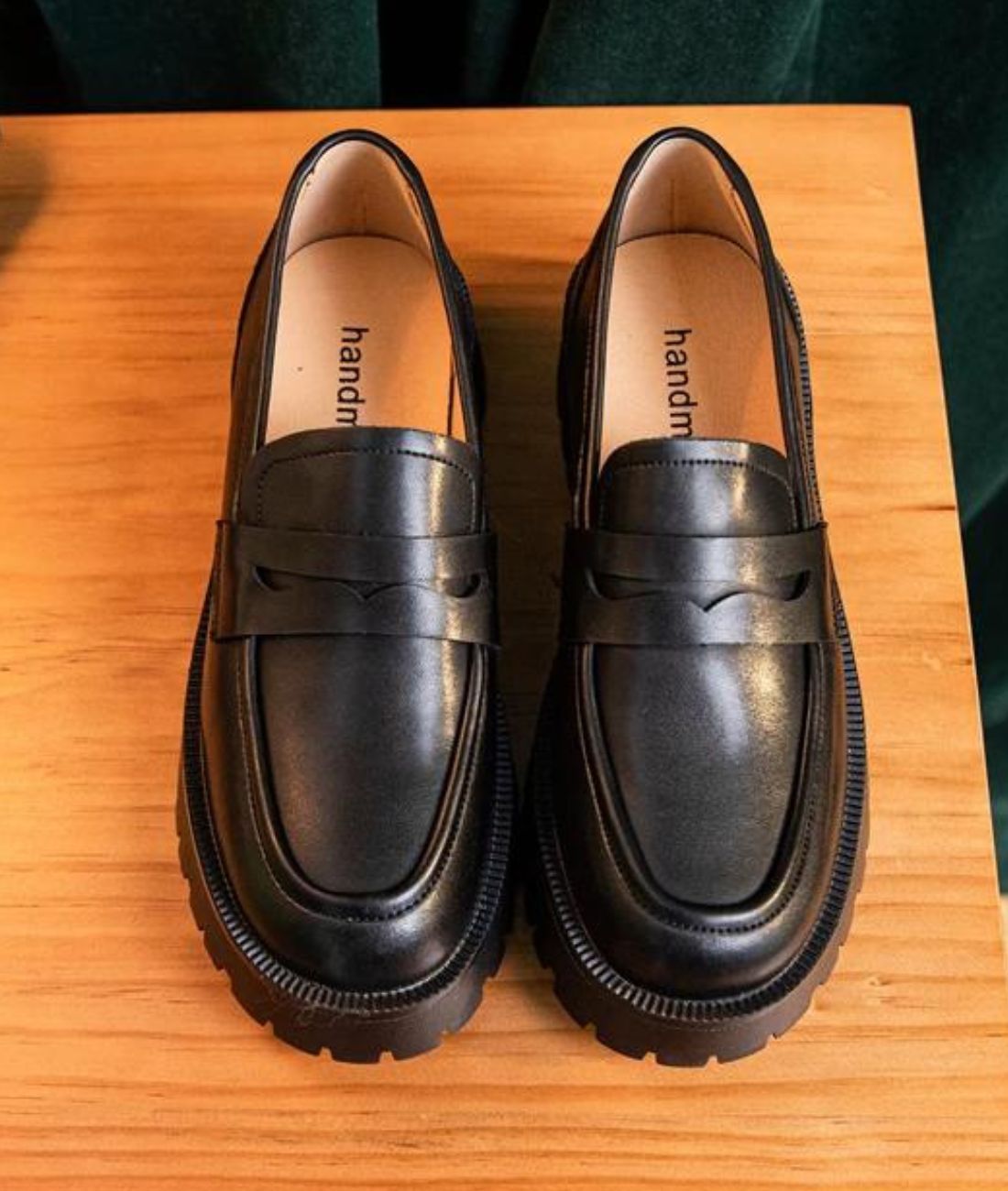 Mocassin à Plateforme en Cuir Noir Profond – Femme
