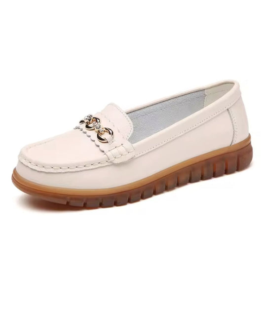 Mocassins en Effet cuir Rehaussés De Détails Dorés Pour Femmes