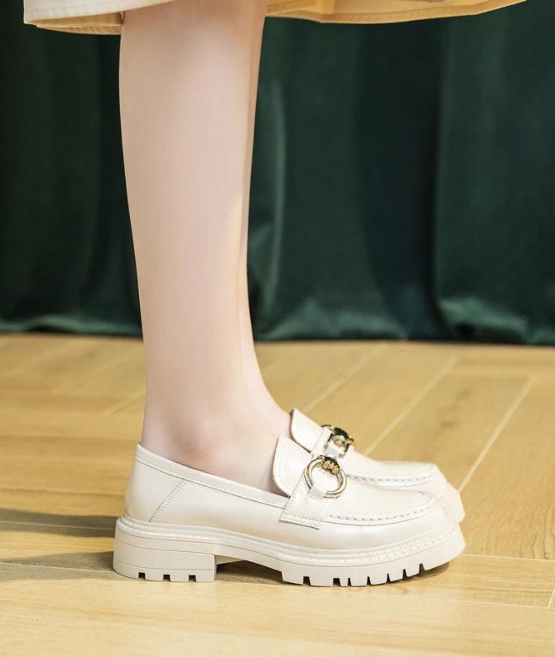 Mocassins en Effet cuir À Semelle Épaisse Pour Femmes