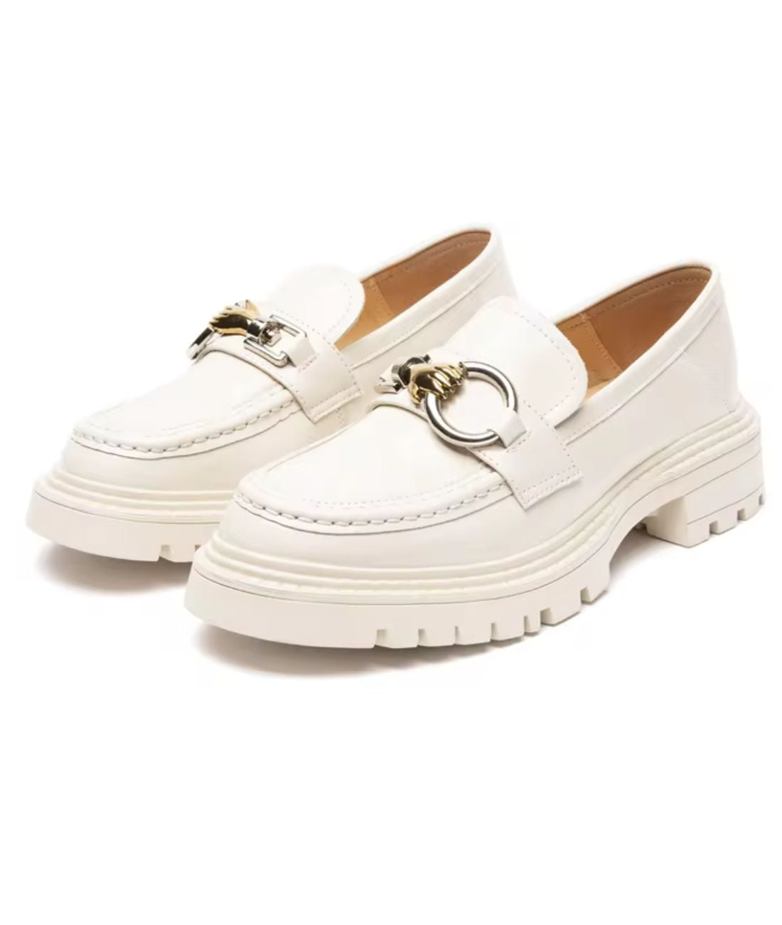 Mocassins en Effet cuir À Semelle Épaisse Pour Femmes