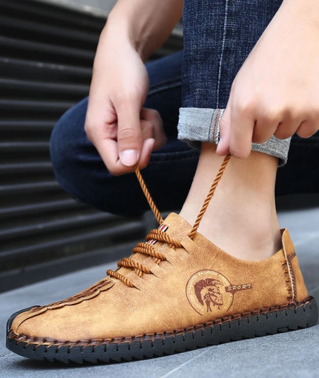 Mocassins en Effet cuir Synthétique Pour Homme Avec Semelle Orthopédique