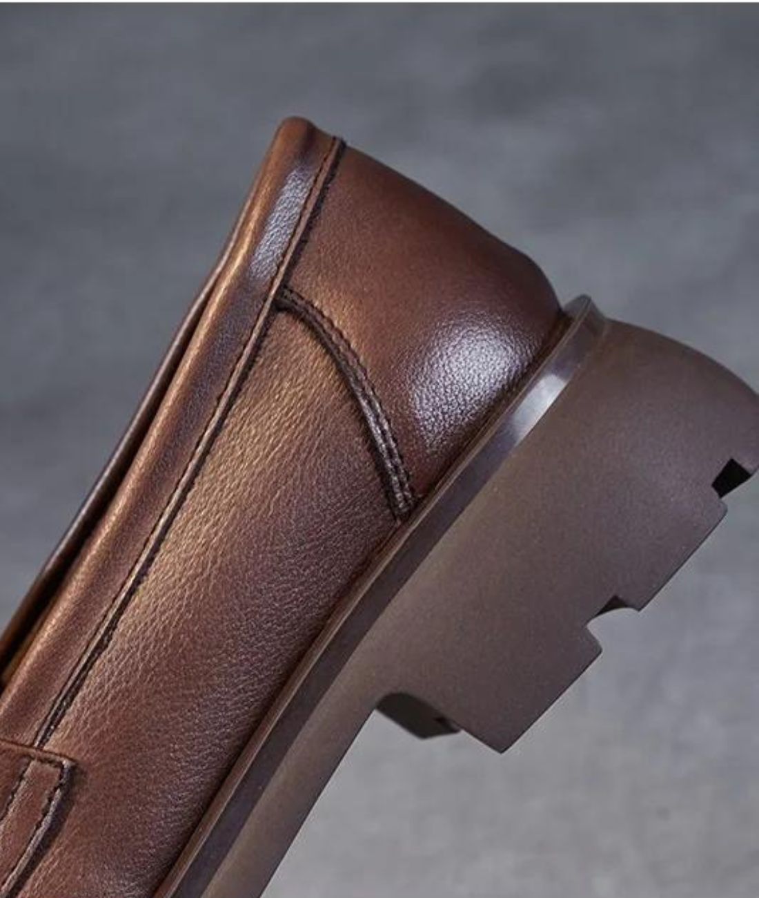Mocassins en Effet cuir À Talon Et Semelle Épaisse Pour Femme