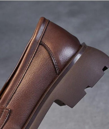 Mocassins en Effet cuir À Talon Et Semelle Épaisse Pour Femme