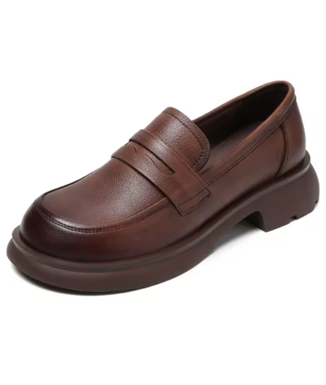 Mocassins en Effet cuir À Talon Et Semelle Épaisse Pour Femme
