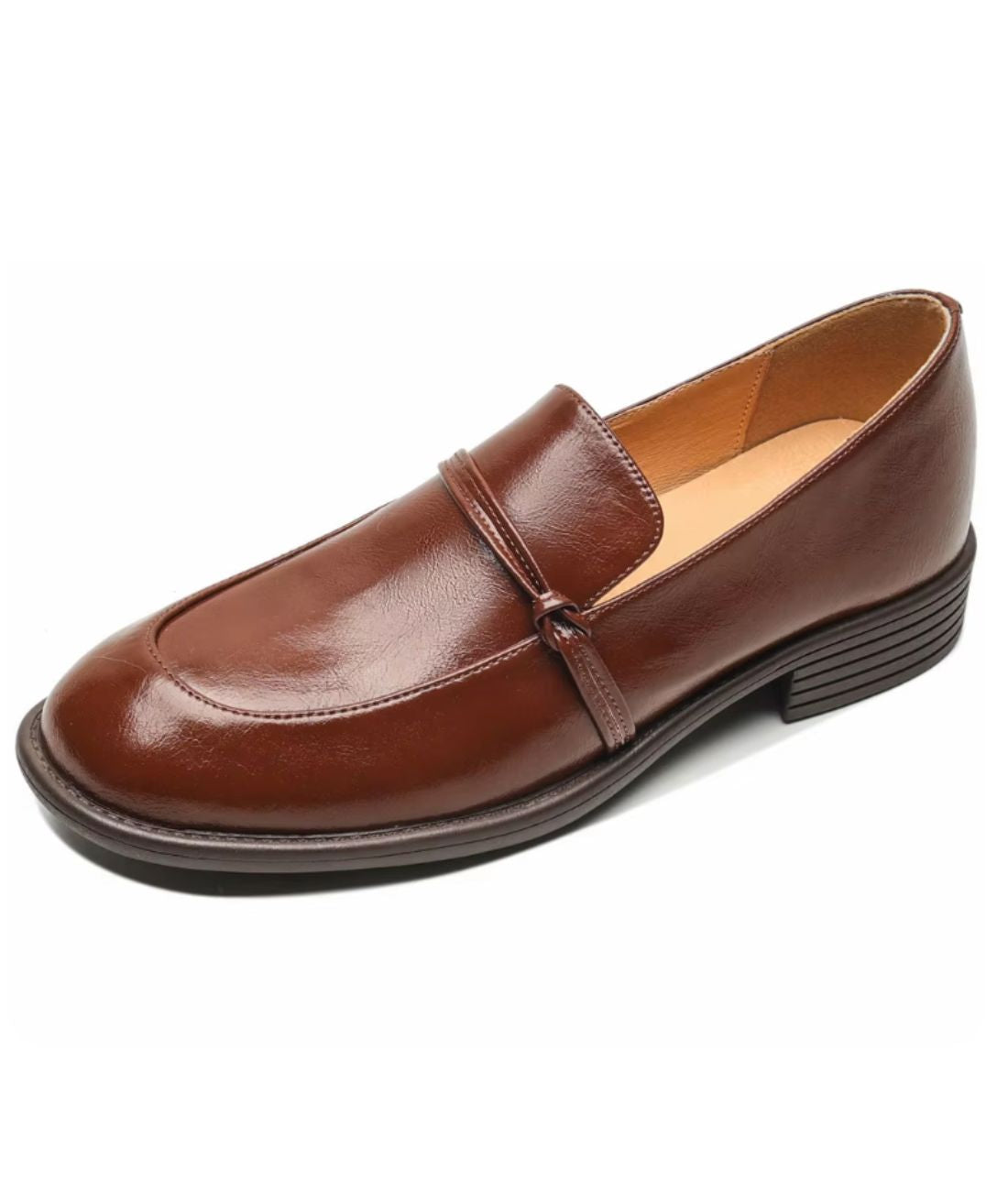Mocassins en Effet cuir À Talons Épais Et Carré Pour Femmes