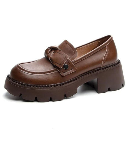 Mocassin à Plateforme en Cuir Marron Classique – Femme
