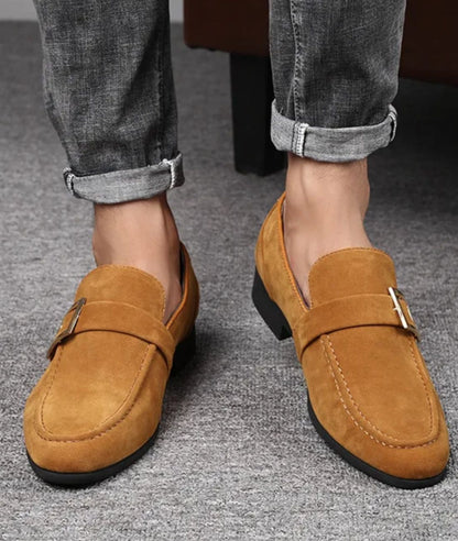 Mocassins En Suédine À Talon Carré Pour Hommes