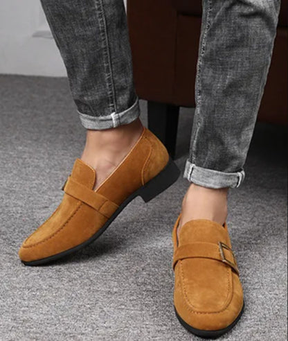 Mocassins En Suédine À Talon Carré Pour Hommes