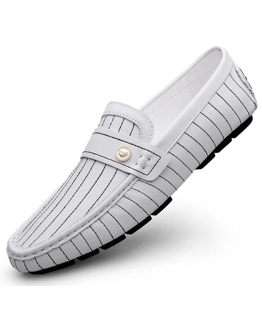 Mocassins Décontractés En Effet cuir Blanc Pour Hommes