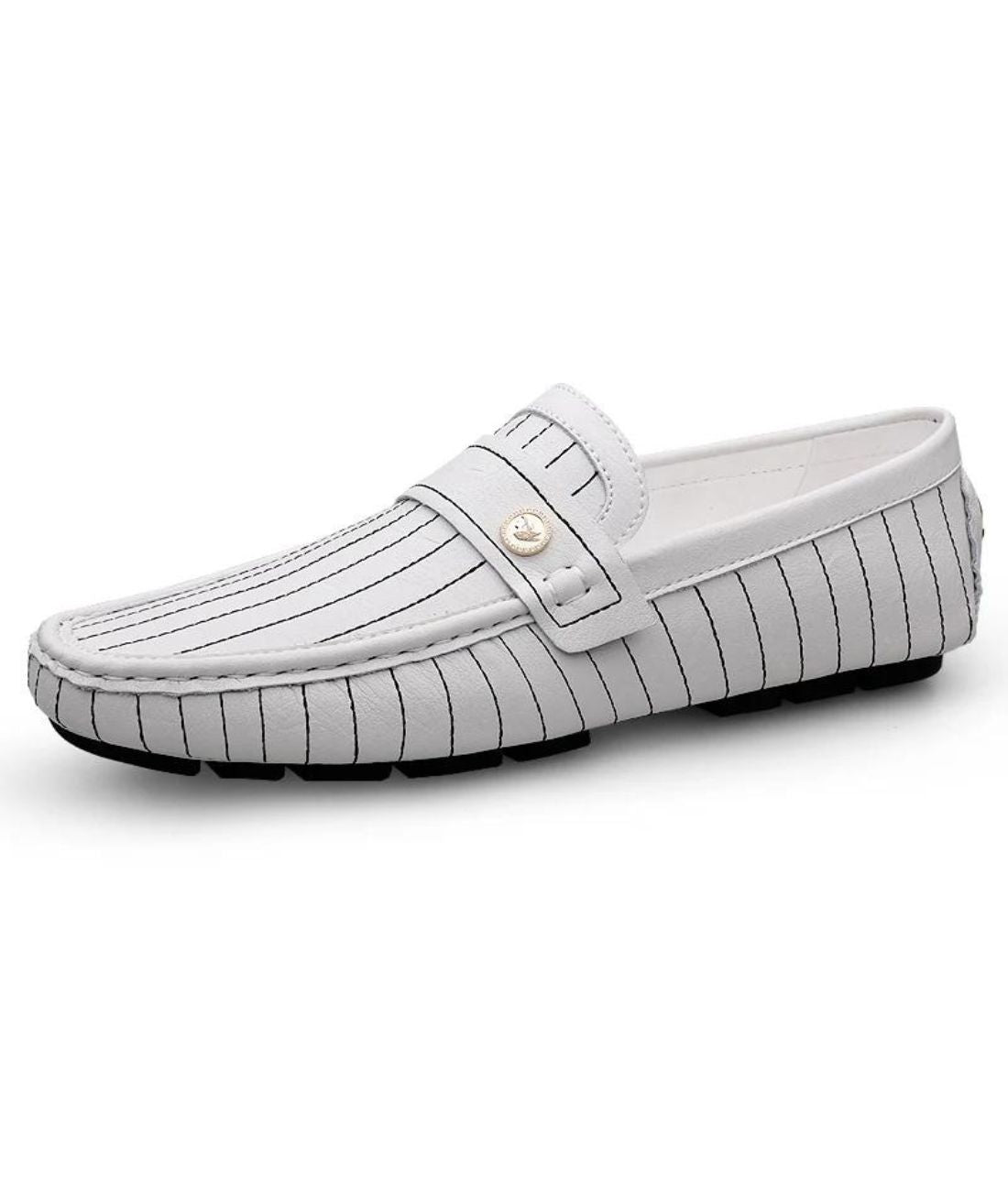 Mocassins Décontractés En Effet cuir Blanc Pour Hommes