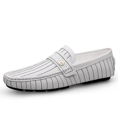 Mocassins Décontractés En Effet cuir Blanc Pour Hommes