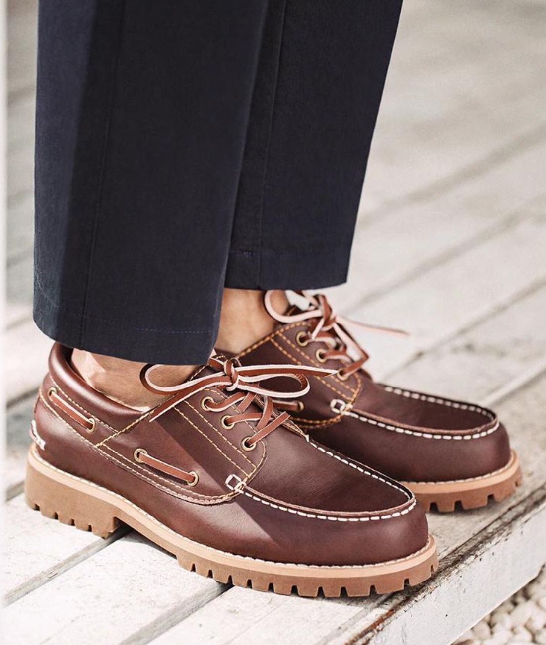 Mocassin Décontracté à Plateforme en Cuir Marron – Homme