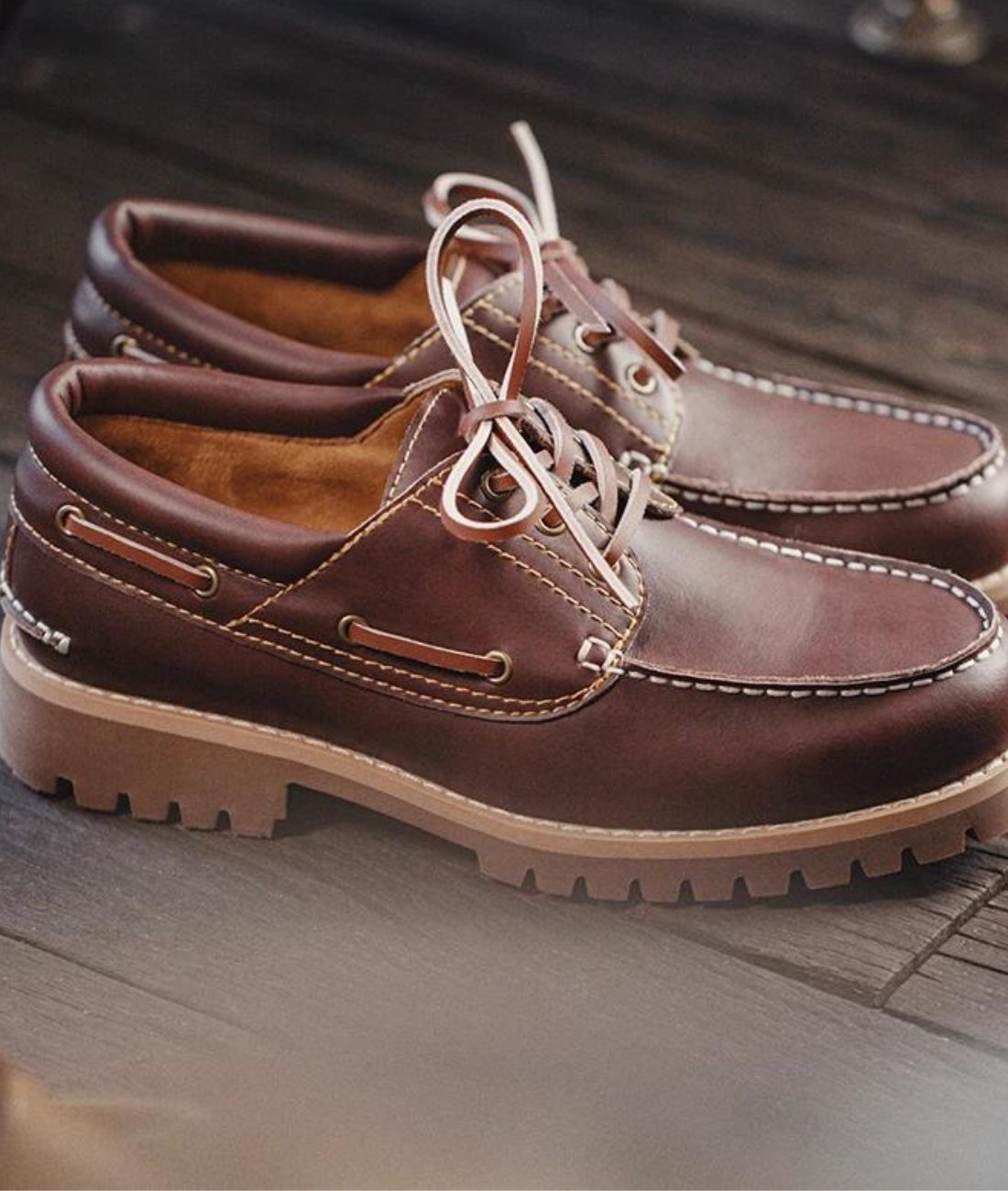 Mocassin Décontracté à Plateforme en Cuir Marron – Homme