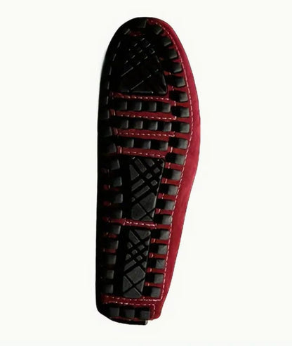 Mocassins Design En Suédine Rouge Pour Hommes