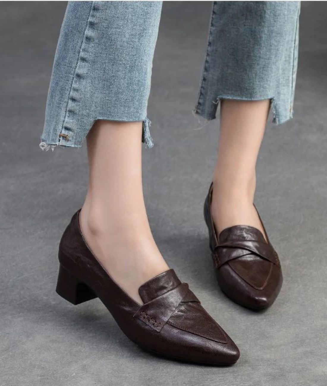Mocassins Avec Dessus Matelassé À Talons Carrés Pour Femme