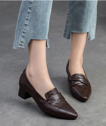 Mocassins Avec Dessus Matelassé À Talons Carrés Pour Femme