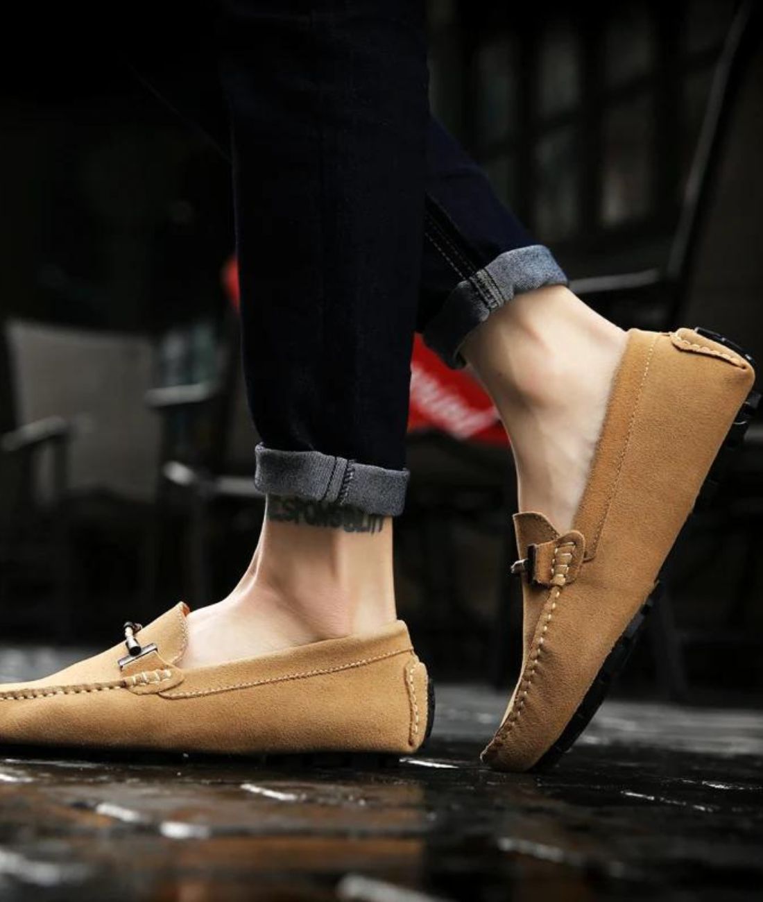 Mocassins D’été En Suédine Beige Pour Hommes