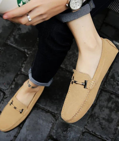 Mocassins D’été En Suédine Beige Pour Hommes