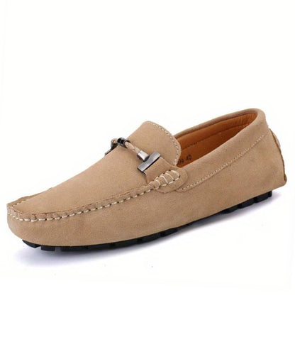 Mocassins D’été En Suédine Beige Pour Hommes