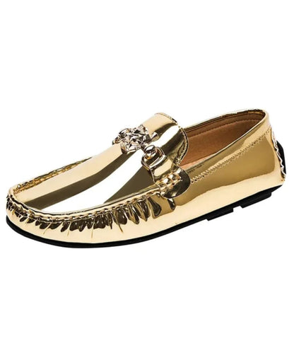 Mocassins Dorés Brillants Pour Homme