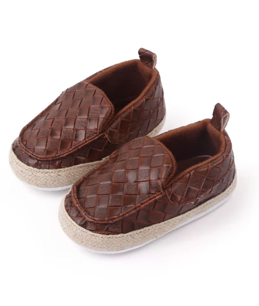 Mocassin en Cuir Tressé Marron – Bébé Garçon