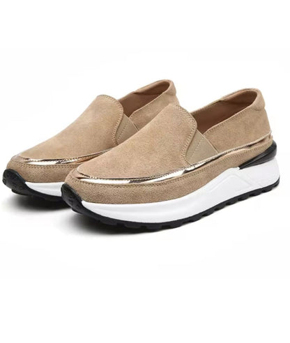 Mocassin en Daim Beige Sable à Plateforme – Femme