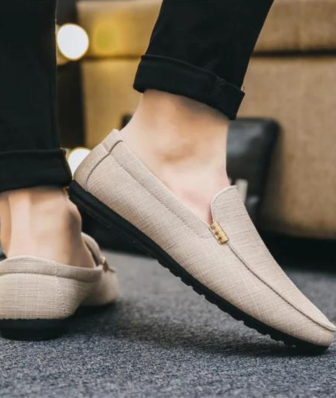 Mocassins En Suédine Décontracté Beige Pour Hommes