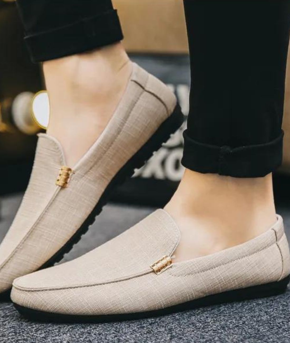Mocassins En Suédine Décontracté Beige Pour Hommes