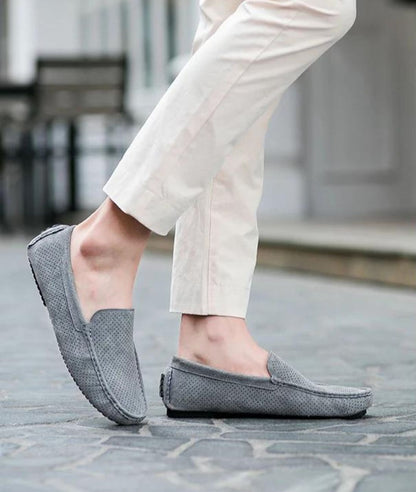 Mocassins En Suédine Décontracté Gris Pour Hommes