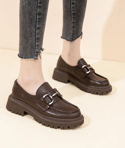 Mocassins Faciles À Enfiler en Effet cuir Pour Femmes