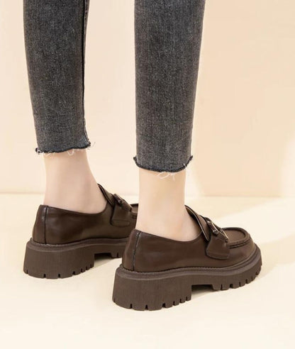 Mocassins Faciles À Enfiler en Effet cuir Pour Femmes