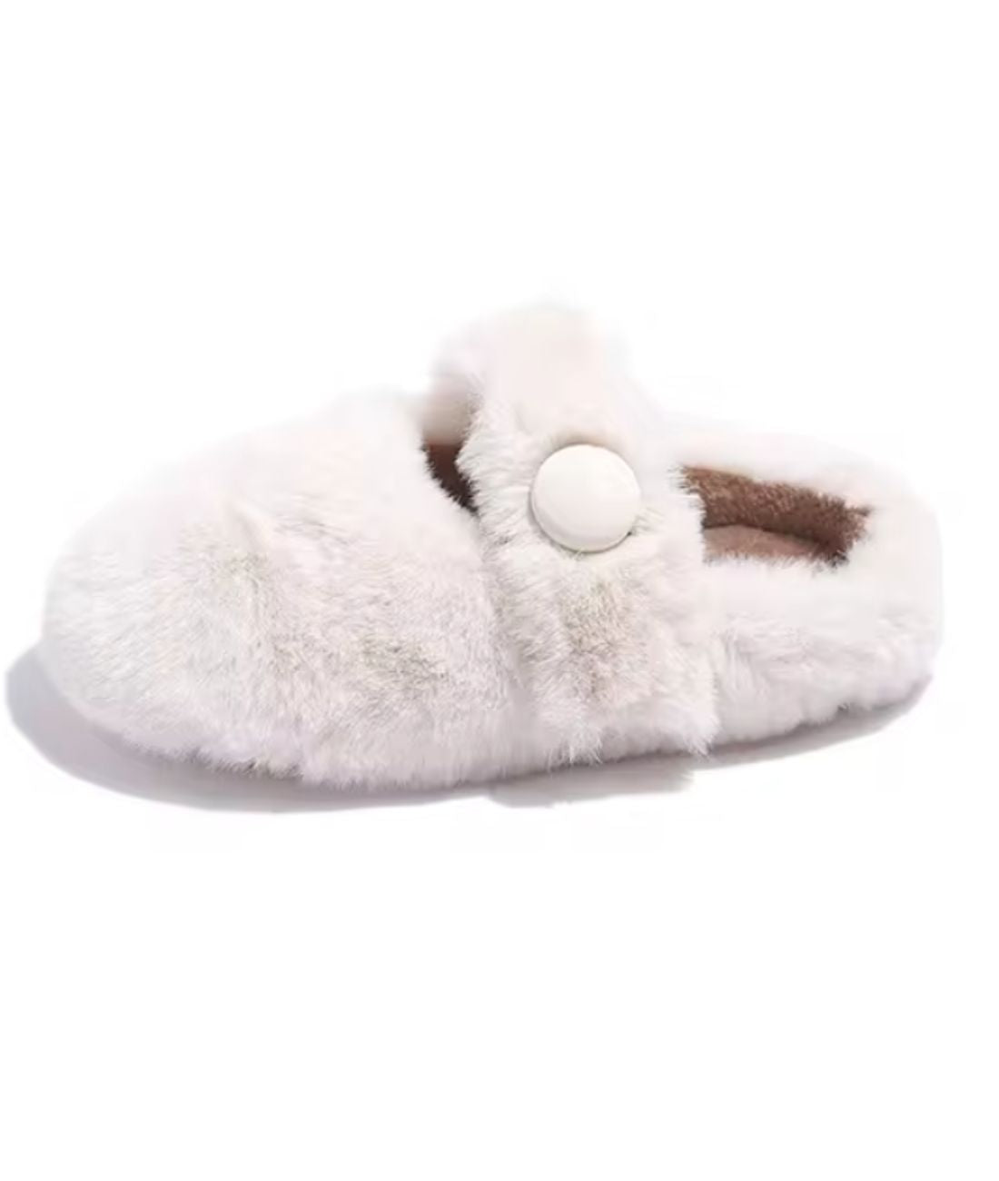Mocassin en Fausse Fourrure Blanc Éclatant – Enfant