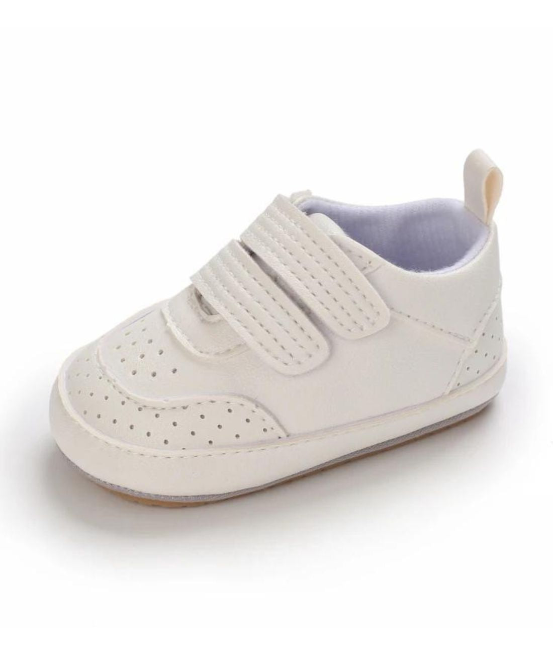 Mocassin à Fermeture Velcro en Cuir Blanc – Bébé