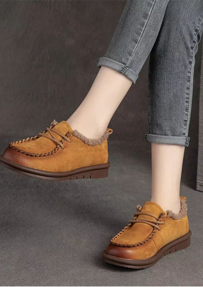 Mocassins Fourrés À Semelles Compensées Faciles À Enfiler Pour Femme