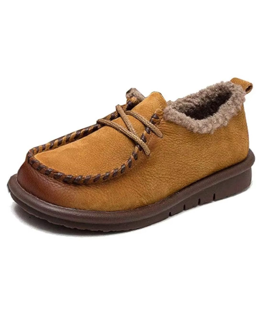 Mocassins Fourrés À Semelles Compensées Faciles À Enfiler Pour Femme