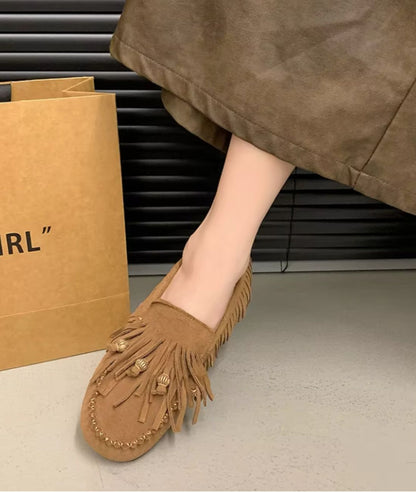 Mocassins À Franges En Suédine Pour Femme