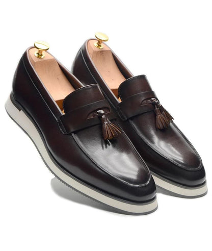 Mocassins À Glands Classiques en Effet cuir Lisse